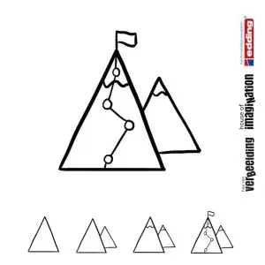Draw icon step by step success mountain