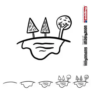 Draw icon step by step nature trees pond