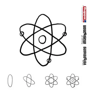 Draw icon step by step school atom science