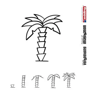 Draw icon step by step nature palmtree