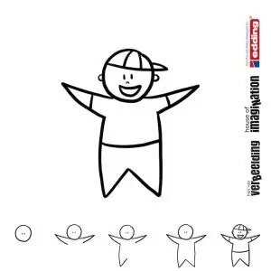 Draw icon step by step figure boy starperson