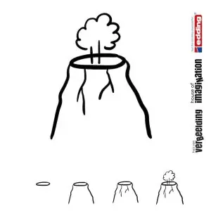 Draw icon step by step nature volcano