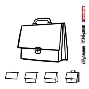 Draw icon step by step office koffer suitcase