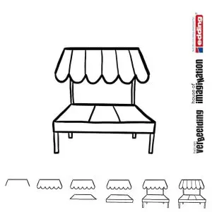 Draw icon step by step market stall