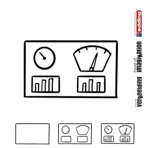 Draw icon step by step project process dashboard
