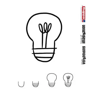 Draw icon step by step project process lightbulb
