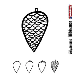 Draw icon step by step nature pinecone