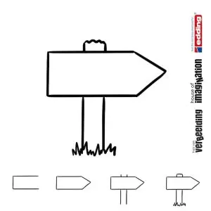 Draw icon step by step sign arrow