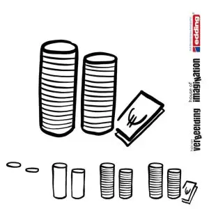 Draw icon step by step money economy