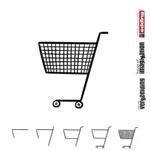 Draw icon step by step shopping cart winkelwagen