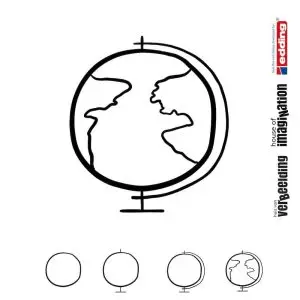 Draw icon step by step school education geography globe world atlas