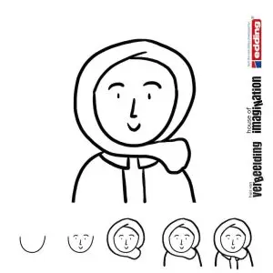 Draw icon step by step figure person female headscarf
