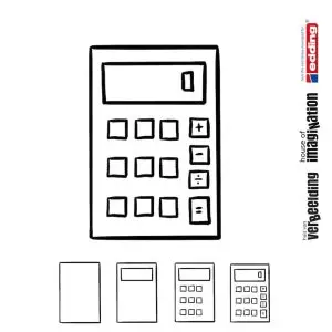 Draw icon step by step school calculator office
