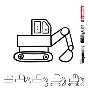 Draw icon step by step excavator