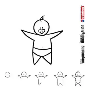 Draw icon step by step figure baby starperson