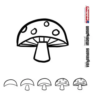 Draw icon step by step nature mushroom