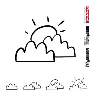 Draw icon step by step weather cloudy sun