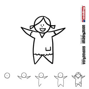Draw icon step by step figure girl starperson