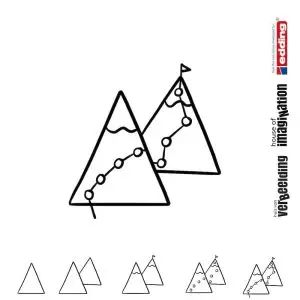 Draw icon step by step goal mountain success